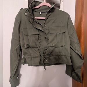 Cropped Light Weight Unlined Olive Green Women's Jacket Nwot Size Small